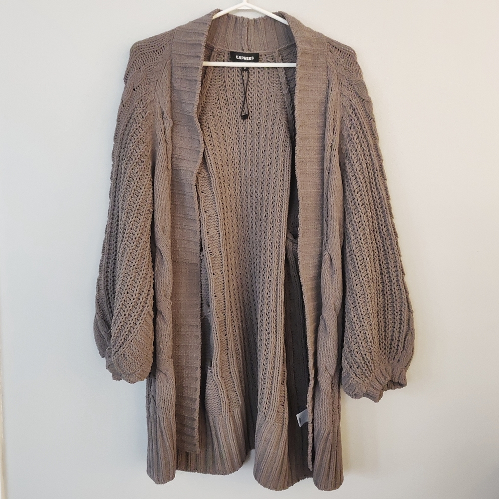 Express Balloon Sleeve Cozy Cardigan